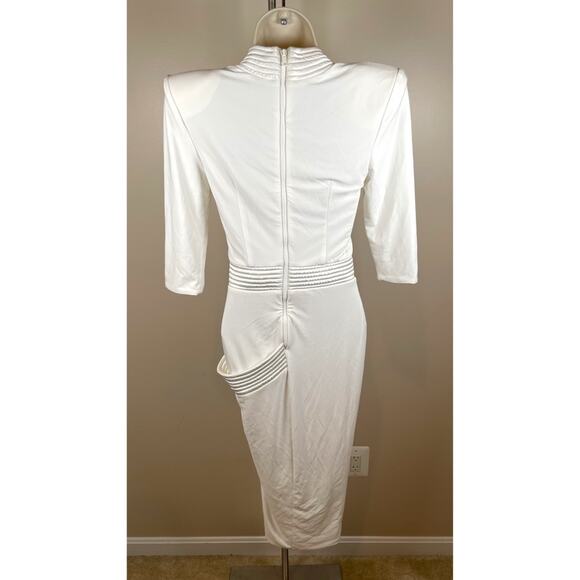 Zhivago Eye of Horus Long Sleeve White Midi Dress Size 4 - Picture 10 of 12